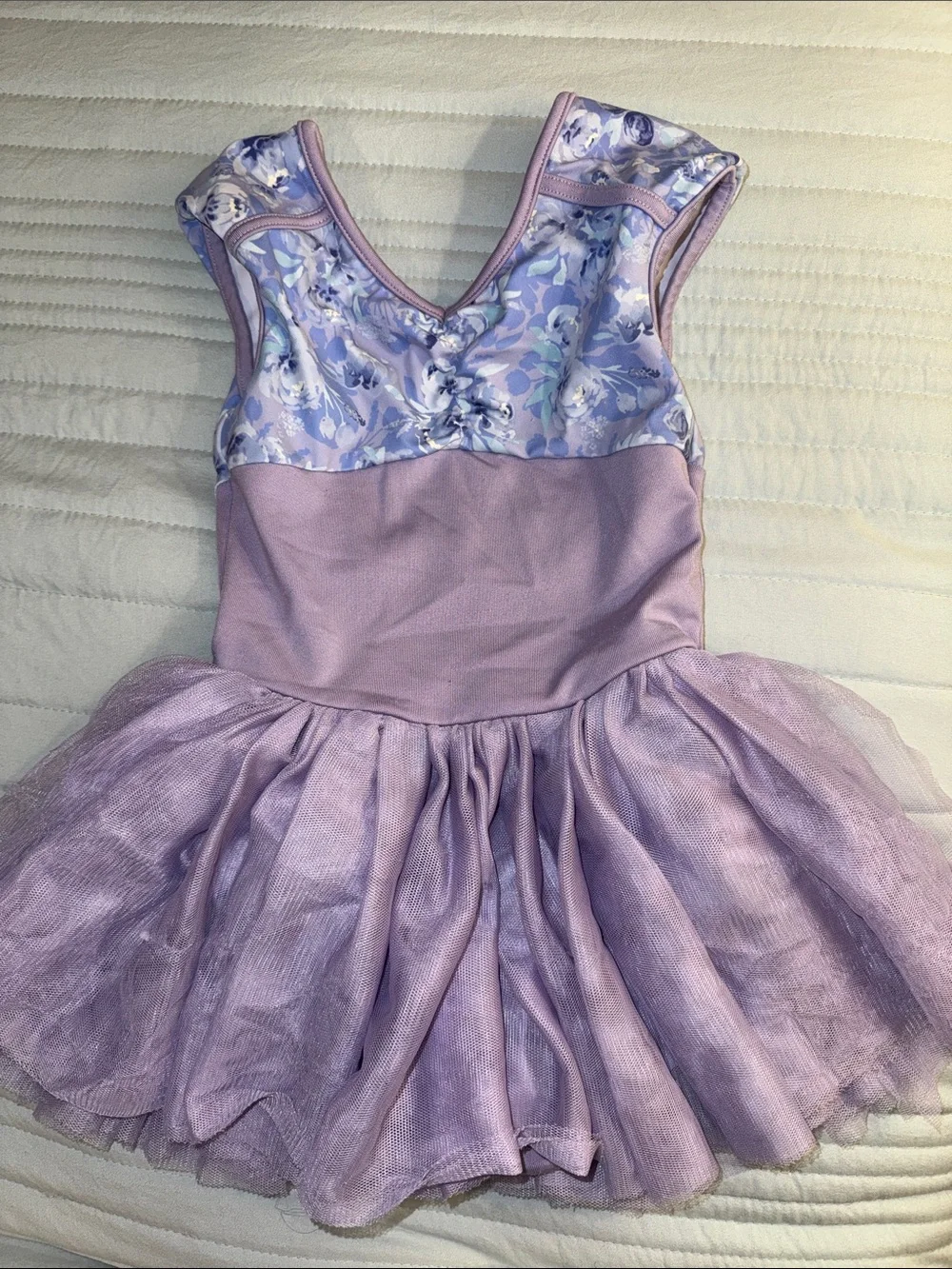 Purple Floral Dance Leotard with Tutu